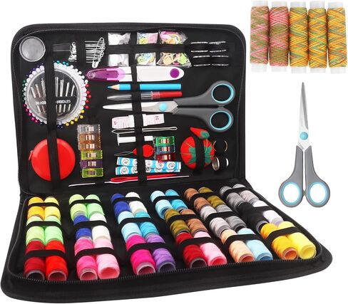Asdirne Sewing Kit for Adults, 189 PCS Sewing Accessories with 41 XL Spools Thread, Scissors, Thimbles, Tape Measure & Portable Carry Case, Premium DIY Repair Kit for Home, Travel and Daily Use, Black in Saudi Arabia