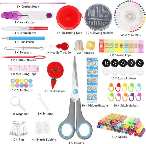 Asdirne Sewing Kit for Adults, 189 PCS Sewing Accessories with 41 XL Spools Thread, Scissors, Thimbles, Tape Measure & Portable Carry Case, Premium DIY Repair Kit for Home, Travel and Daily Use, Black in Saudi Arabia