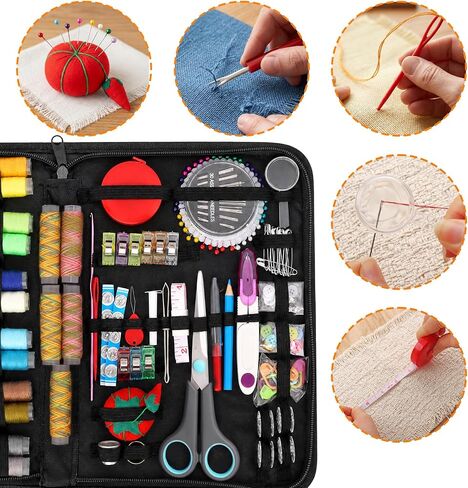 Asdirne Sewing Kit for Adults, 189 PCS Sewing Accessories with 41 XL Spools Thread, Scissors, Thimbles, Tape Measure & Portable Carry Case, Premium DIY Repair Kit for Home, Travel and Daily Use, Black in Saudi Arabia
