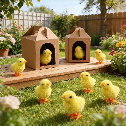 Wind Up Chicken Toys, 12 Pcs Wind-Up Jumping Baby Chicks, Plush Chicks Stuffed Animal for Easter Egg Fillers, Goodie Bags Treasure Chest Party Favors Gift (12) in Saudi Arabia