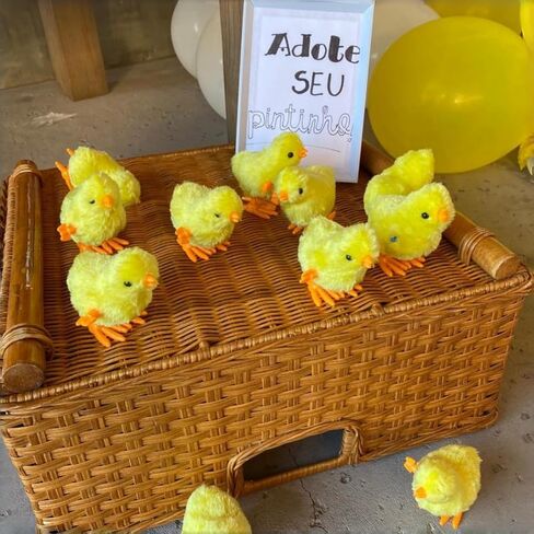Wind Up Chicken Toys, 12 Pcs Wind-Up Jumping Baby Chicks, Plush Chicks Stuffed Animal for Easter Egg Fillers, Goodie Bags Treasure Chest Party Favors Gift (12) in Saudi Arabia