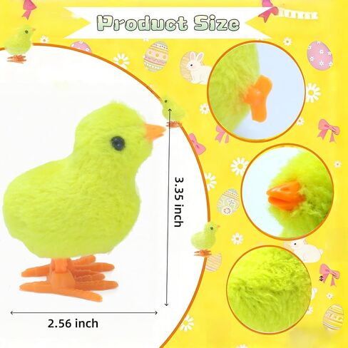 Wind Up Chicken Toys, 12 Pcs Wind-Up Jumping Baby Chicks, Plush Chicks Stuffed Animal for Easter Egg Fillers, Goodie Bags Treasure Chest Party Favors Gift (12) in Saudi Arabia