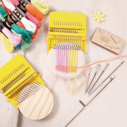 Yushen Colorful Mini Loom Darning Kit with Threads, Knit Patch Kits, Sock Darning Mushroom Egg, Complete Mending Tools for Beginners Weaving Loom for Jeans Socks Repair (Yellow Kit) in Saudi Arabia