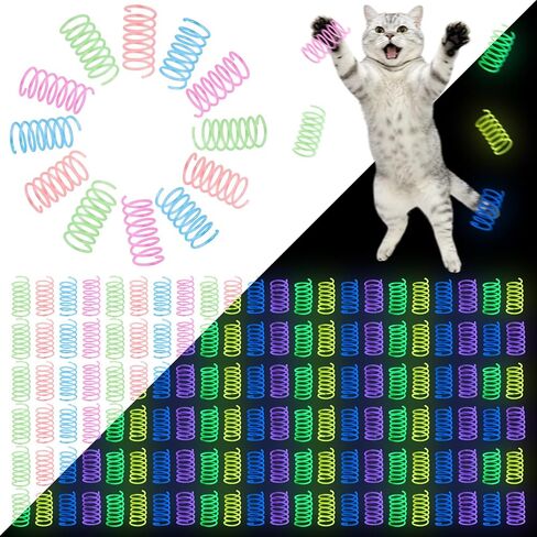 72Pcs Glow in the Dark Cat Springs,Wide Colorful Spiral Cat Toys in Kuwait