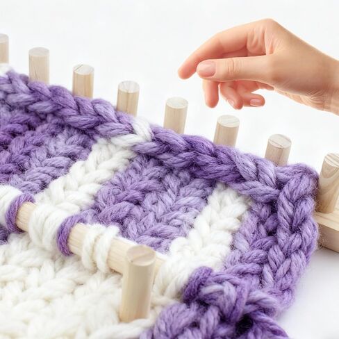FlidRunest 47.2" Chunky Knitting Blanket Loom, 4 Pcs Wood Chunky Knitting Loom for Blanket Making, Adjustable Size & User-Friendly, Reusable DIY Hand Knitting Kit for Beginners, Home Decoration in Saudi Arabia