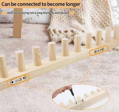 FlidRunest 47.2" Chunky Knitting Blanket Loom, 4 Pcs Wood Chunky Knitting Loom for Blanket Making, Adjustable Size & User-Friendly, Reusable DIY Hand Knitting Kit for Beginners, Home Decoration in Saudi Arabia