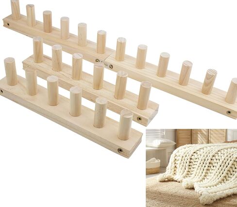 FlidRunest 47.2" Chunky Knitting Blanket Loom, 4 Pcs Wood Chunky Knitting Loom for Blanket Making, Adjustable Size & User-Friendly, Reusable DIY Hand Knitting Kit for Beginners, Home Decoration in Saudi Arabia