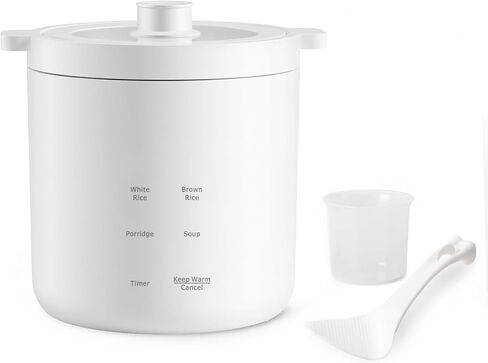 Olayks Mini Rice Cooker 2 Cups Uncooked, Rice Cooker Small with 4 Cooking Functions, 24 Hour Preset and Keep Warm, Anti-Hot Carry Handle in Kuwait