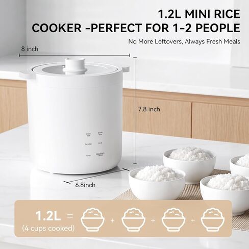 Olayks Mini Rice Cooker 2 Cups Uncooked, Rice Cooker Small with 4 Cooking Functions, 24 Hour Preset and Keep Warm, Anti-Hot Carry Handle in Kuwait