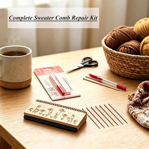 Double Sided Cashmere Comb with Snag Repair Tools, Lint Comb, Shaver Lint Scraper, Snag Repair Needles, Sweater Wool Comb Sewing Kit Repair Tool Kits in Saudi Arabia