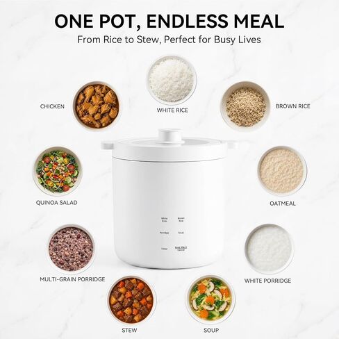 Olayks Mini Rice Cooker 2 Cups Uncooked, Rice Cooker Small with 4 Cooking Functions, 24 Hour Preset and Keep Warm, Anti-Hot Carry Handle in Kuwait