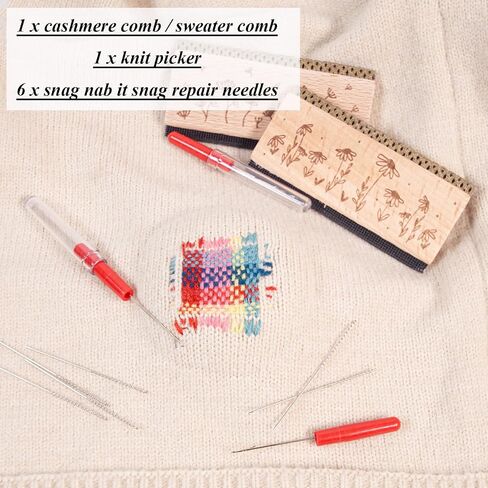 Double Sided Cashmere Comb with Snag Repair Tools, Lint Comb, Shaver Lint Scraper, Snag Repair Needles, Sweater Wool Comb Sewing Kit Repair Tool Kits in Saudi Arabia