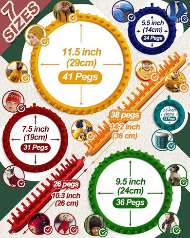 UCDRMA Premium Loom Knitting Kit 35PCS Beginners Long + Round Knitting Loom Kit with Yarn, Instructions & Pom Pom Maker, Quick Yarn Loom Set Scarf/Socks/Hat Loom Crochet Kit for Family in Saudi Arabia