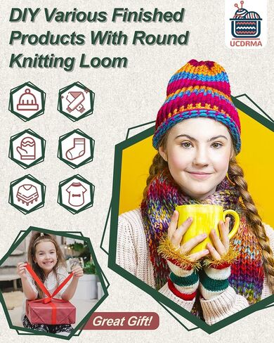 UCDRMA Premium Loom Knitting Kit 35PCS Beginners Long + Round Knitting Loom Kit with Yarn, Instructions & Pom Pom Maker, Quick Yarn Loom Set Scarf/Socks/Hat Loom Crochet Kit for Family in Saudi Arabia