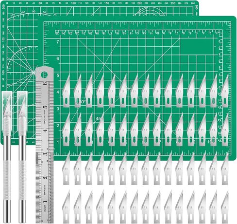 Headley Tools Craft Knife Hobby Knife Self Healing Craft Mat(A5) and 60 PCS Spare Blades and A Ruler, Precision Craft Knife Set Ideal for Hobbyist DIY craft, Scrapbooking and Crafts Project in Kuwait