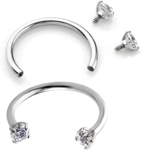 PiercingJ 2-6pcs 16G Clear Cubic Zirconia Stainless Steel Horseshoe Hoop Multi-functional Captive Ring for Nose Daith Lip Eyebrow Nipple Ear Cartilage Helix Septum in Kuwait