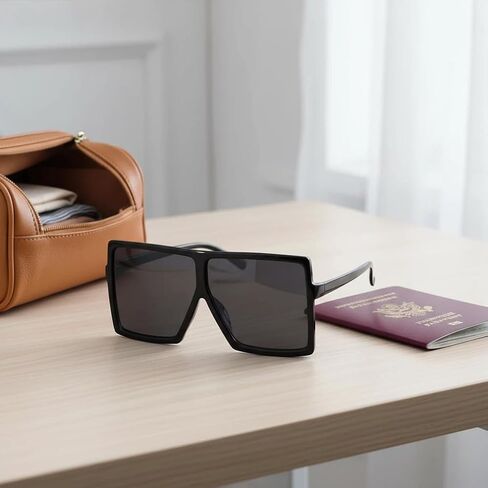 JUSLINK Oversized Square Sunglasses for Women Trendy Flat Top Fashion Shades in Kuwait