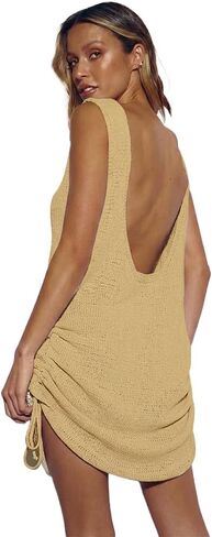 Eddoyee Sexy Crochet Beach Cover Up for Women Long Sleeve Bikini Swimsuit Cover Up Mesh Beachwear Tunic Top in Kuwait