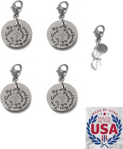 Set Of 4 Clip On Charms, Build Your Own Bracelet, Bag, Purse, Handbag, Message, Inspirational, Keychain, Zipper Pull, Jewelry in Kuwait