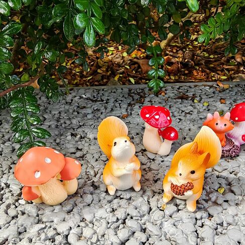 44PCS Miniature Garden Accessories Set-Tiny Fairy Garden Decor with Small Animals,Mushrooms,Tree Stumps for Terrariums, Bonsai, Cake Topping, DIY Home & Plant Decor, Creative Gift Idea in Saudi Arabia