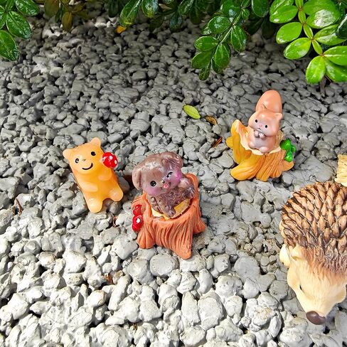 44PCS Miniature Garden Accessories Set-Tiny Fairy Garden Decor with Small Animals,Mushrooms,Tree Stumps for Terrariums, Bonsai, Cake Topping, DIY Home & Plant Decor, Creative Gift Idea in Saudi Arabia