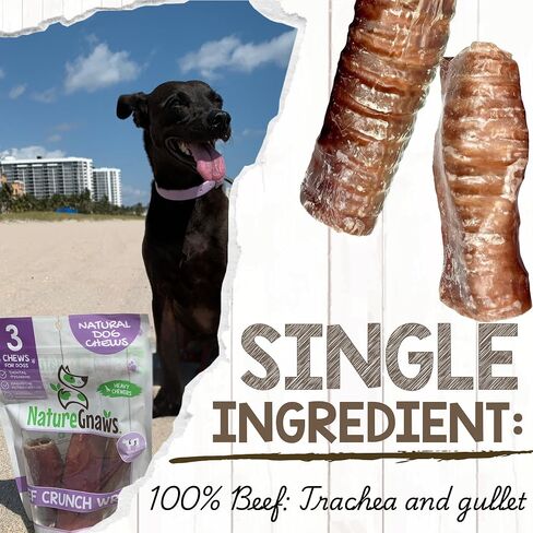 Nature Gnaws Beef Crunch Wrap Dog Chews, Trachea and Gullet 3 Count in Kuwait