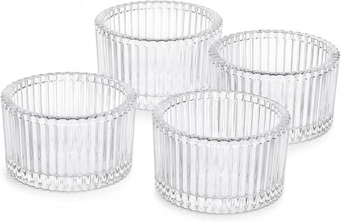 4 Packs 40ml Clear Ribbed Glass Candle Jars Mini Aromatherapy Containers Elegant Striped Glass Holders Small Scented Candle Cups for DIY Candle Making in Kuwait