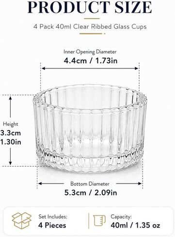 4 Packs 40ml Clear Ribbed Glass Candle Jars Mini Aromatherapy Containers Elegant Striped Glass Holders Small Scented Candle Cups for DIY Candle Making in Kuwait