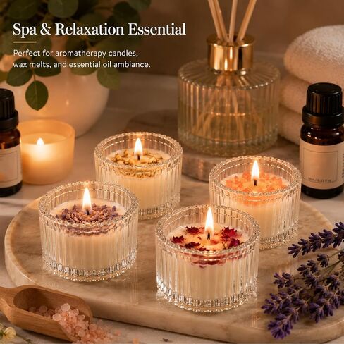 4 Packs 40ml Clear Ribbed Glass Candle Jars Mini Aromatherapy Containers Elegant Striped Glass Holders Small Scented Candle Cups for DIY Candle Making in Kuwait