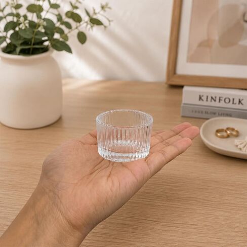 4 Packs 40ml Clear Ribbed Glass Candle Jars Mini Aromatherapy Containers Elegant Striped Glass Holders Small Scented Candle Cups for DIY Candle Making in Kuwait