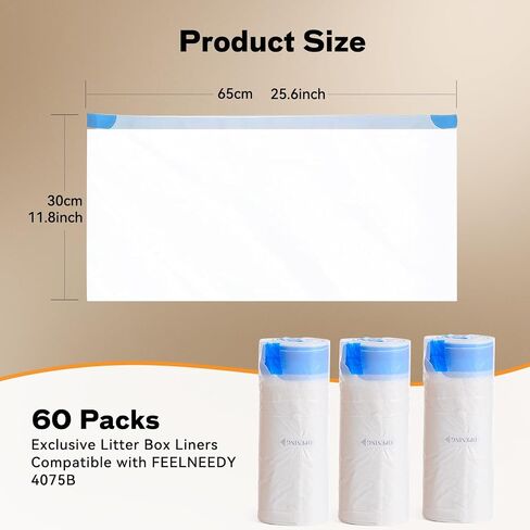 Automatic Self-Cleaning Cat Litter Box Replaced Trash Bags-3 Rolls, 60 Packs FEELNEEDY Cat Litter Box Waste Bag for 4075B in Saudi Arabia