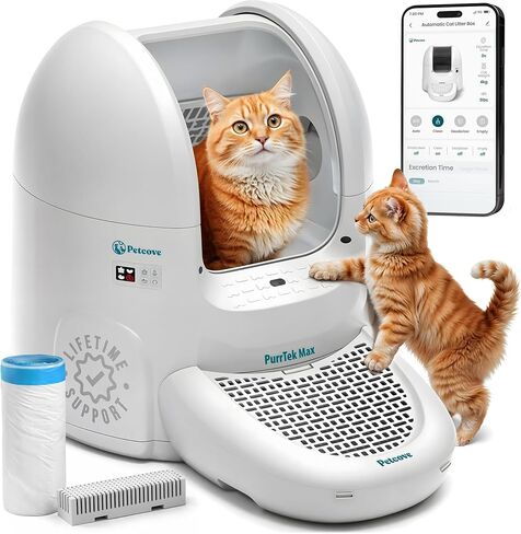 Petcove PurrTek Automatic Litter Box Self Cleaning 5GHz Wi-Fi, Odor Control in Saudi Arabia