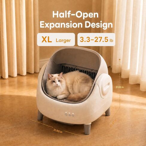 Self Cleaning Cat Litter Box, Open-Top Automatic Cat Litter Box with Large Waste Bin, Dual Safety Sensors, Easy Clean Pet Toilet for Multiple Cats in Kuwait