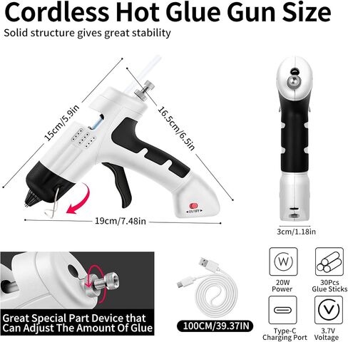Hot Glue Gun, Cordless Hot Glue Gun with 30 Glue Sticks Rechargeable 2.6Ah in Kuwait