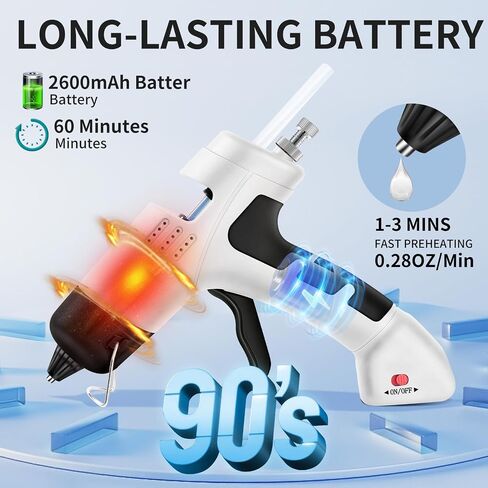 Hot Glue Gun, Cordless Hot Glue Gun with 30 Glue Sticks Rechargeable 2.6Ah in Kuwait