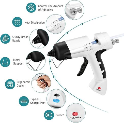 Hot Glue Gun, Cordless Hot Glue Gun with 30 Glue Sticks Rechargeable 2.6Ah in Kuwait