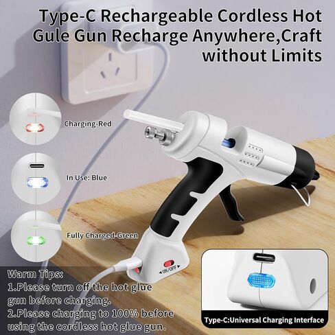 Hot Glue Gun, Cordless Hot Glue Gun with 30 Glue Sticks Rechargeable 2.6Ah in Kuwait