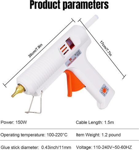 MECOLOUR Hot Glue Gun Kit,1 Hot Glue Gun and 7 Sticks(11mm,15cm),150W in Kuwait