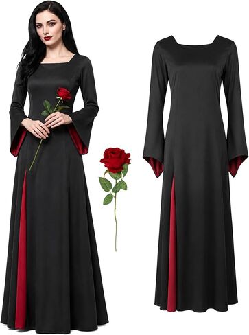 زي CICOCI Morticia Addams للنساء مع فستان قوطي فاخر وردي للهالوين مقاس كبير in Kuwait