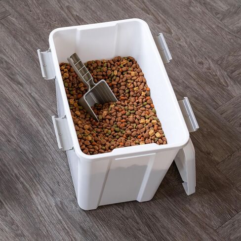 IRIS USA Dog Food Storage Container, Up to 30 lbs, White, Made in USA in Kuwait