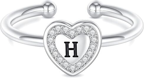 Initial Rings for Women Teen Girls, Sterling Silver Rings for Women Letter B Initial Ring Silver Heart Rings for Girls Kids Rings for Girls Adjustable Rings for Women Stackable Rings for Girls Gifts in Kuwait