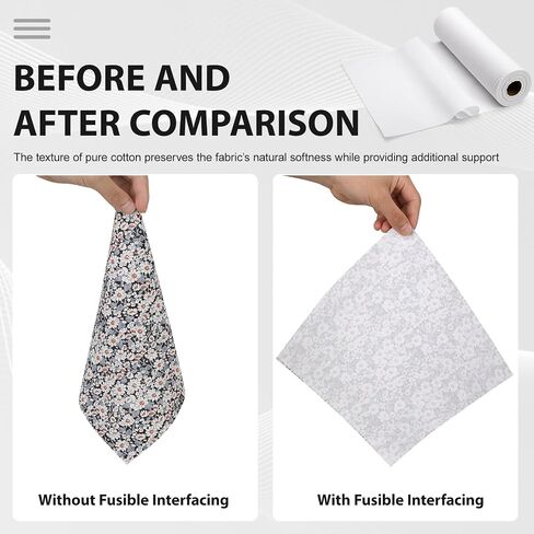 Jupean Medium Weight Fusible Interfacing for Sewing 100% Cotton 16.1"×10Yd in Saudi Arabia