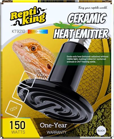 Reptile Heat Lamp, 150W Ceramic Heat Emitter for Bearded Dragon, Snake, Turtle, Ball Python & Chicken Coop, 24/7 Safe Heat Source, Durable Heat Light Bulb Reptile Tank Accessories in Saudi Arabia