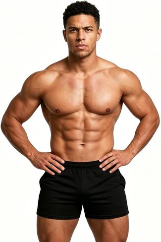Muscle Alive Men Running Shorts with Pockets Athletic Clothing French Terry Cotton with 3 or 5 Inch in Kuwait