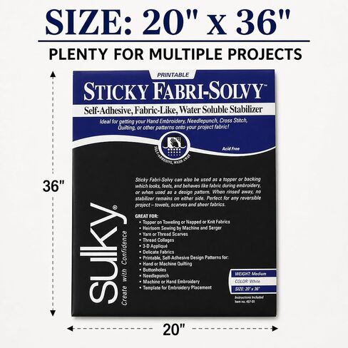 Sulky Sticky Fabri-Solvy Stabilizer 20"X36" in Kuwait