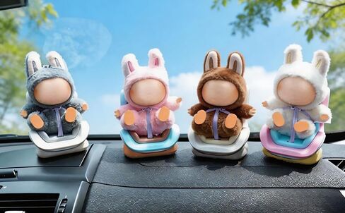 Doll Car Seat for Jellycat/Labubu & 10-17cm Dolls, Mini Seat with Detachable Magnetic Stand/Air Vent Clip/Adjustable Strap, Airflow-Friendly Design(Blue Pink) in Saudi Arabia