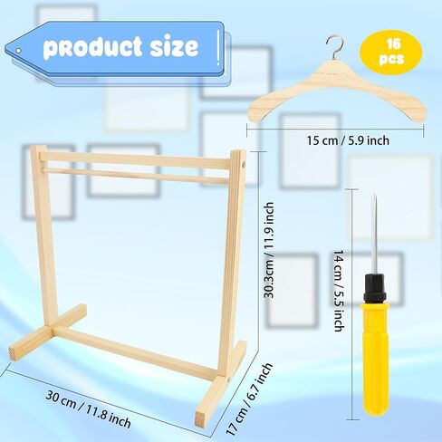 17 Pcs Wood Doll Garment Rack with Wooden Clothes Hanger Mini Wooden Girl Doll Clothes Hanger Organizer Storage Shelf for 18 Inch Girl Doll Clothes Baby Dollhouse (Color Set 1) in Kuwait