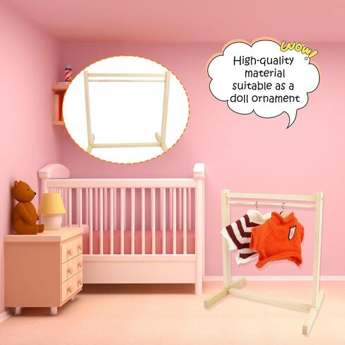 17 Pcs Wood Doll Garment Rack with Wooden Clothes Hanger Mini Wooden Girl Doll Clothes Hanger Organizer Storage Shelf for 18 Inch Girl Doll Clothes Baby Dollhouse (Color Set 1) in Kuwait