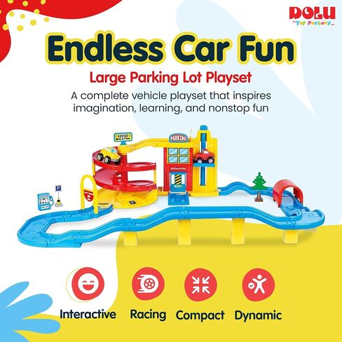DOLU Large Parking Garage Playset with Cars, 70 Piece, 18 Months and Up in Saudi Arabia