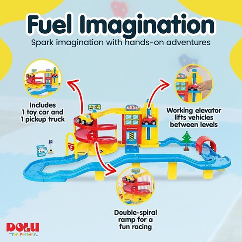 DOLU Large Parking Garage Playset with Cars, 70 Piece, 18 Months and Up in Saudi Arabia